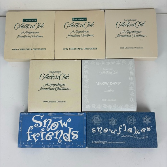 Lot (7) Longaberger Christmas ornaments/tie-on Collector’s Club/Snowfrie… - Picture 2 of 11